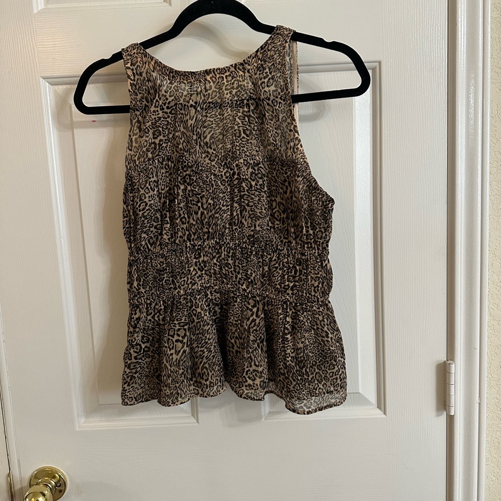 Old Navy Brown and Tan Smocked Peplum Tank Top